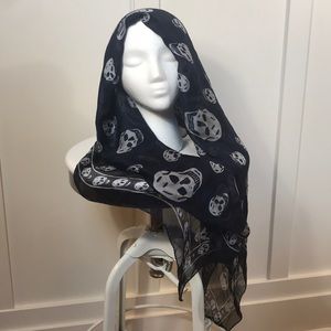 Authentic Alexander McQueen skull scarf in navy